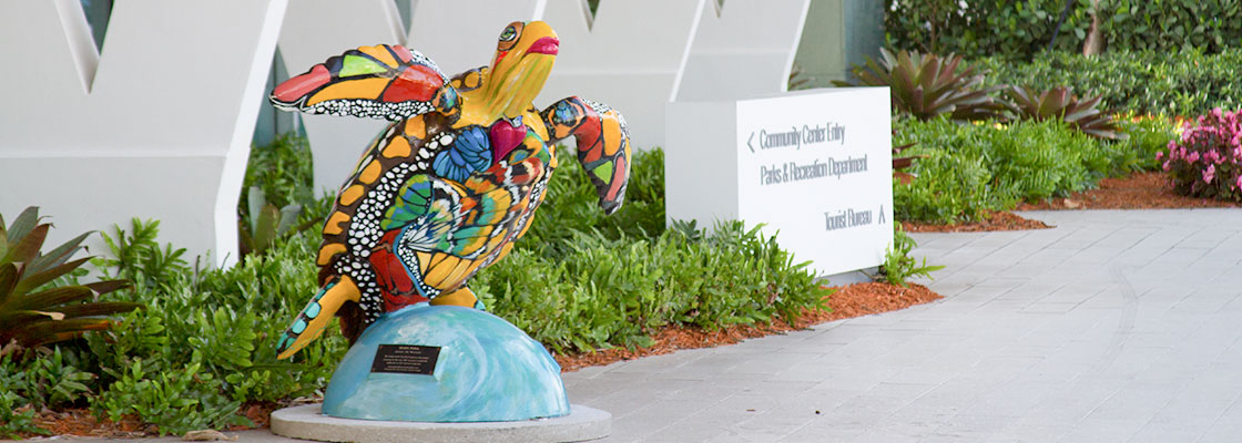 Statue of a Sea Turtle in front of the Community Center - photo courtesy of Jacober Creative